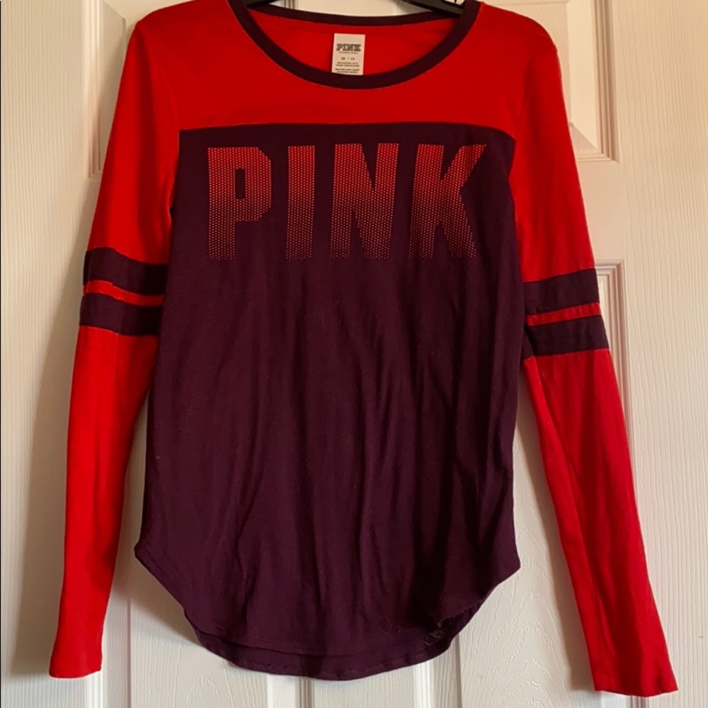 Red/maroon long sleeve PINK T-shirt. Size xsmall